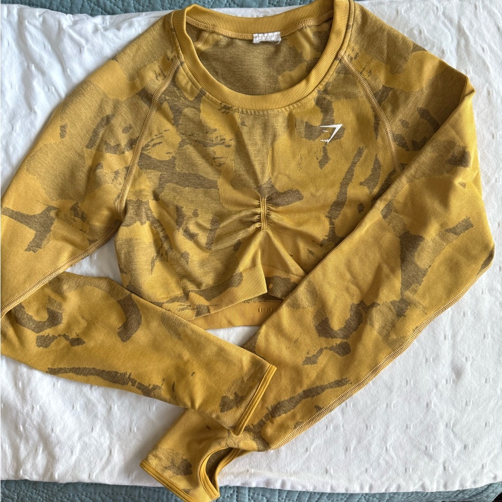 Gymshark Yellow Camo Crop Top